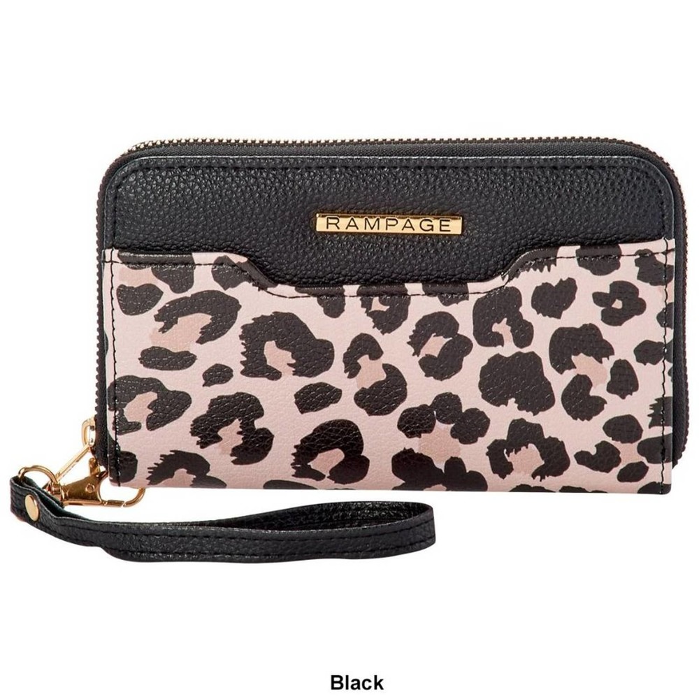Leopard Zip Wristlet Wallet